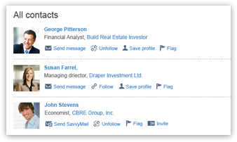 Follow users, make connections or invite your contacts to join Savvy Investor